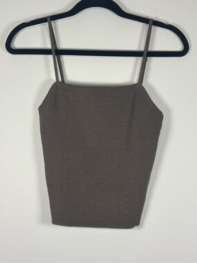 MNG Mango Rib-Knit Square-Neck Cami Tank Top - Size S